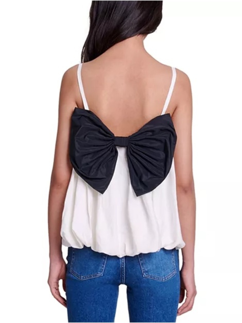 Maje White Spaghetti-Strap Camisole with Black Bow NWT Maje Size 1